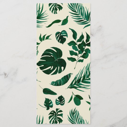 Menu Végétation tropicale & Foliage Dîner Mariage moder (Dos)