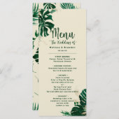 Menu Végétation tropicale & Foliage Dîner Mariage moder (Devant / Derrière)