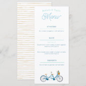 Menu vélo tandem aquarelle pour deux (Devant / Derrière)