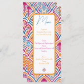 Menu Ventilateur Turquoise rose orange Mariage (Devant / Derrière)