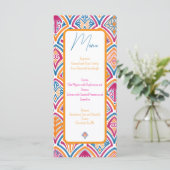 Menu Ventilateur Turquoise rose orange Mariage (Debout devant)