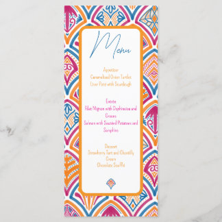 Menu Ventilateur Turquoise rose orange Mariage