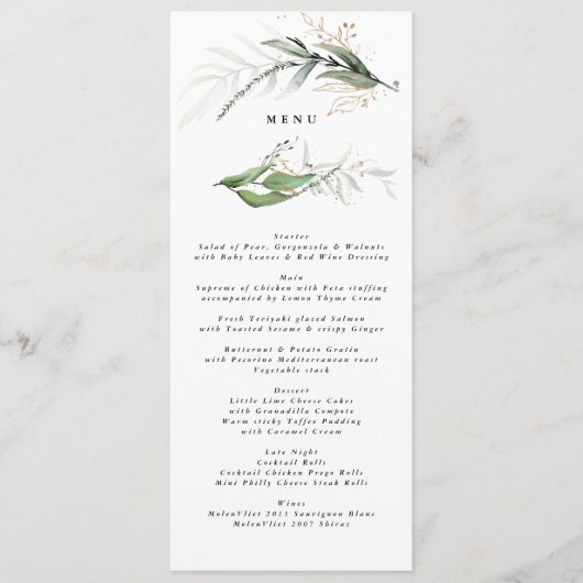 Menu Verdure Botanique Eucalyptus Sage moderne