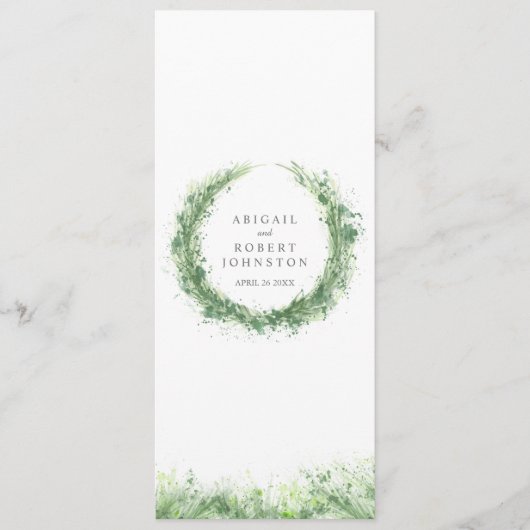 Menu Verdure couronne aquarelle art sauge vert (Devant)