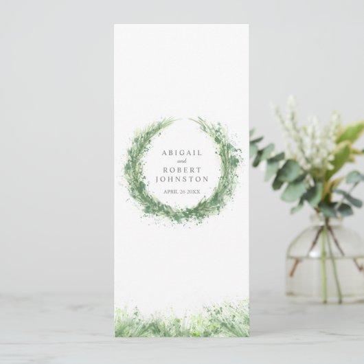 Menu Verdure couronne aquarelle art sauge vert (Debout devant)