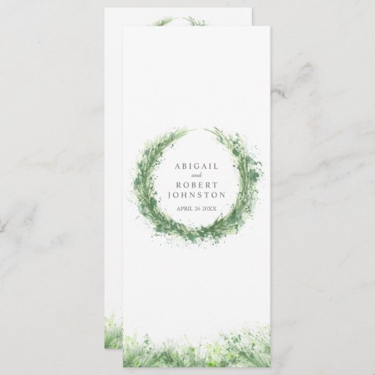 Menu Verdure couronne aquarelle art sauge vert (Devant / Derrière)