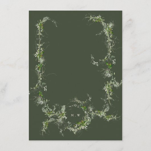 Menu Verdure encadrée Monogramme Eucalyptus Mariage ver (Dos)