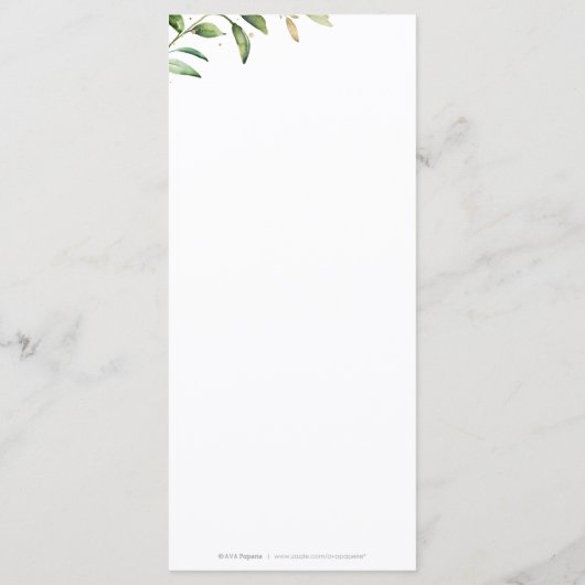 Menu Verdure moderne or géométrique Mariage rustique gé (Dos)