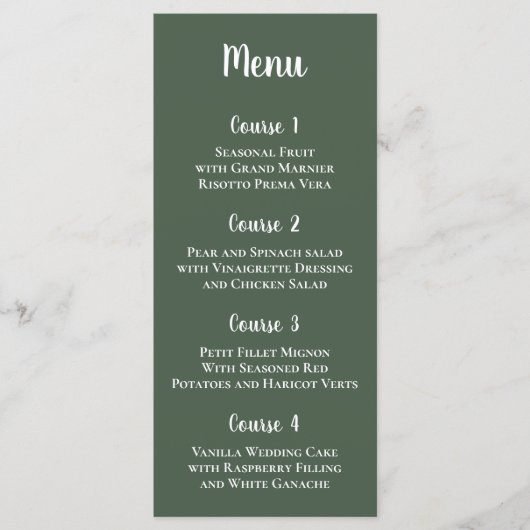 Menu Verdure rustique Calligraphie simple Mariage moder (Devant)