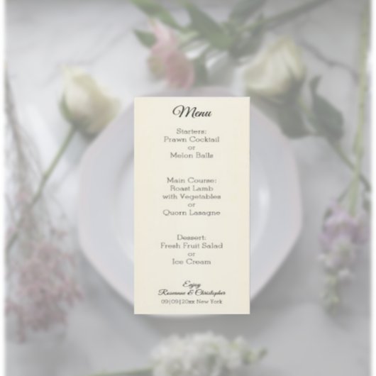Menu Verres à Champagne Mariage