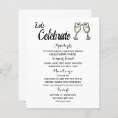 Menu Verres Champagne Mariage Noir Et Blanc (Devant / Derrière)
