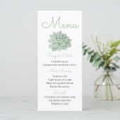 Menu Vert Aquarelle Succulent Cactus Mariage (Debout devant)