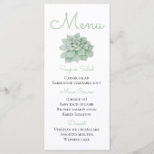 Menu Vert Aquarelle Succulent Cactus Mariage (Devant)