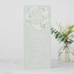Menu Vert Blanc Floral Verre de Pâques Plat 4 Parcours