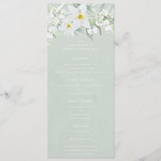 Menu Vert Blanc Flore Printemps Appartement 4 Parcours  (Devant)