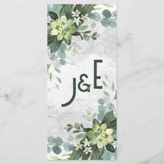 Menu Vert Elégant Aquarelle Floral Minimal (Dos)