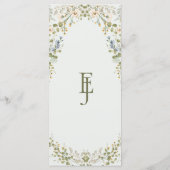 Menu Vert Elégant Fleur sauvage Pastel Mariage (Dos)