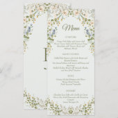 Menu Vert Elégant Fleur sauvage Pastel Mariage (Devant / Derrière)