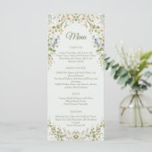 Menu Vert Elégant Fleur sauvage Pastel Mariage (Debout devant)