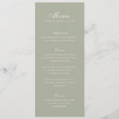 Menu Vert Élegant Mariage Classique Subtil (Devant)