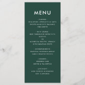 Menu Vert émeraude minimaliste Mariage moderne (Devant)