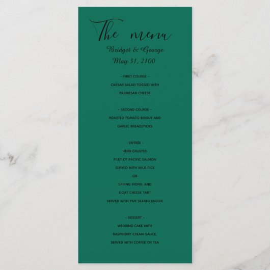 menu vert émeraude noir vert vert carte tropicale (Devant)