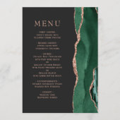 Menu Vert émeraude Rose Or Agate Mariage sombre (Devant)