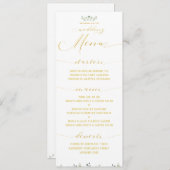 Menu Vert et or calligraphie fantaisie dîner de mariage (Devant / Derrière)