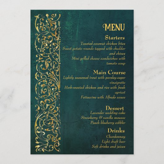 Menu Vert foncé vintage (Devant)