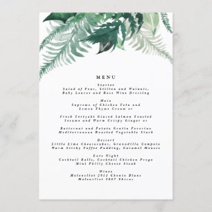 Menu Vert frais Mariage d'aquarelle moderne