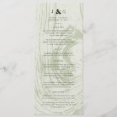 Menu Vert mousse rustique bois grain mariage printemps (Devant)