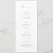 Menu Vert sage intemporel Élégant Mariage (Devant)