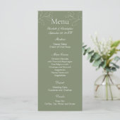 Menu Vert sauge Boho Fleurs blanches Botanique Mariage (Debout devant)