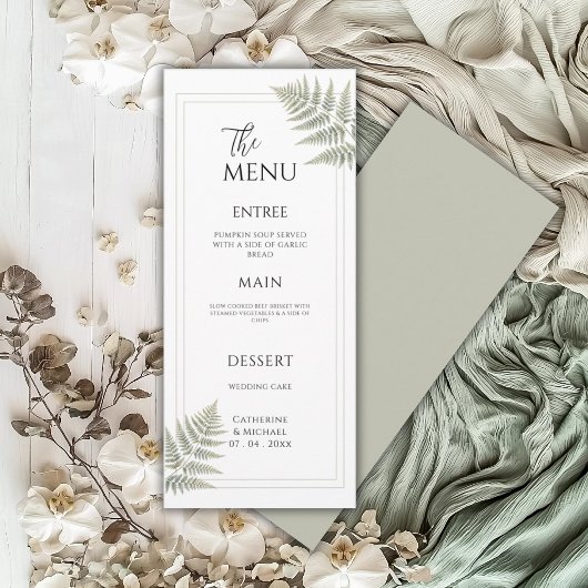 Menu Vert sauge fougère mariage élégant