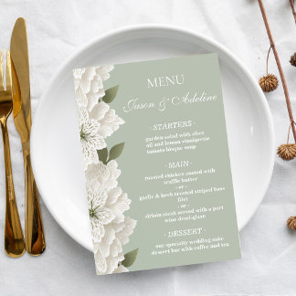 Menu Vert sauge Moderne Mariage Luxueux Élégant