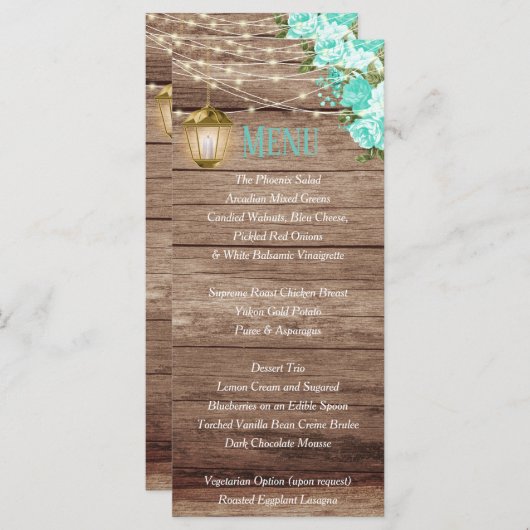 Menu - Verweerd Hout en Lantaarn - Blauwgroen (Voorkant / Achterkant)