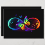 Menu Vibrant infinity with rainbow butterfly on black (Devant / Derrière)