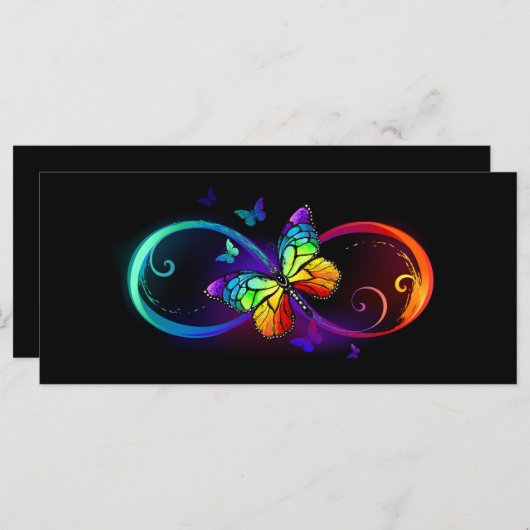 Menu Vibrant infinity with rainbow butterfly on black (Devant / Derrière)