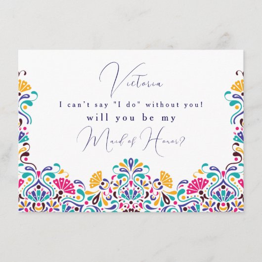 Menu Vibrant mexicaine Fiesta Style Mariage arc-en-ciel (Devant)