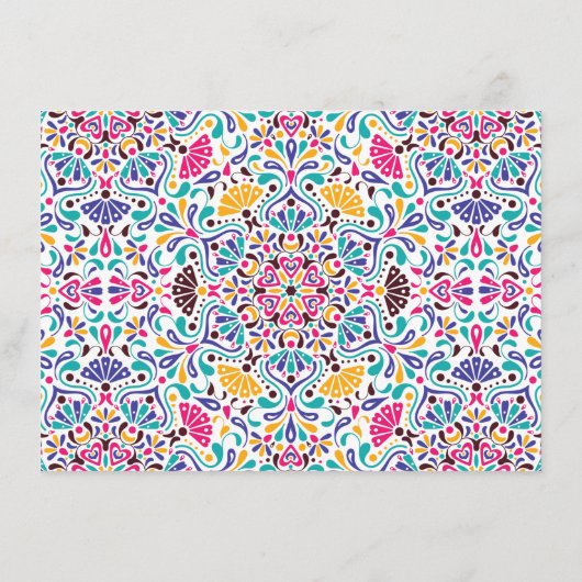 Menu Vibrant mexicaine Fiesta Style Mariage arc-en-ciel (Dos)