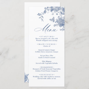 Menu Victorian Dusty Blue French Garden Floral Mariage
