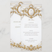 Menu Victorian Gold & White Baroque Frame Wedding (Devant / Derrière)