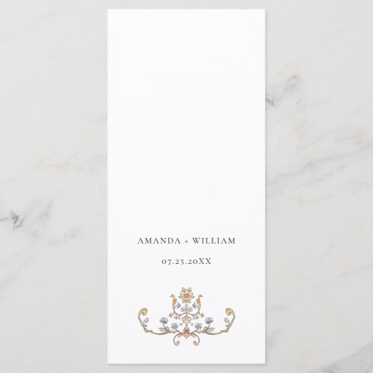 Menu Victorian Ornate Grace Bohemian Dîner Mariage (Dos)