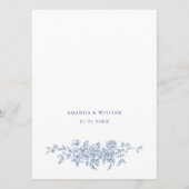 Menu Victorien Ornate Grace Floral Dusty Mariage bleu (Dos)