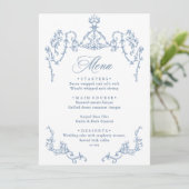 Menu Victorien Ornate Grace Floral Dusty Mariage bleu (Debout devant)