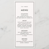 Menu Vieil argent / mariage de luxe calme noir et blanc (Devant)