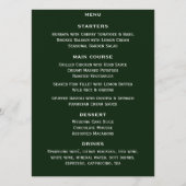Menu Vieux Argent Élégant Vert foncé Chic Mariage (Dos)