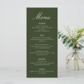 Menu Vieux Argent Olive Vert Élégant Monogramme Mariage (Debout devant)