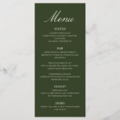 Menu Vieux Argent Olive Vert Élégant Monogramme Mariage (Devant)