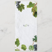 Menu Vignoble de raisins Méditerranée Grec Mariage (Dos)